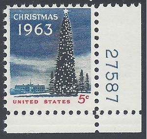 Christmas Tree 1963 Set of 4 x 5 Cent US Postage Stamps NEW Scot 1240 