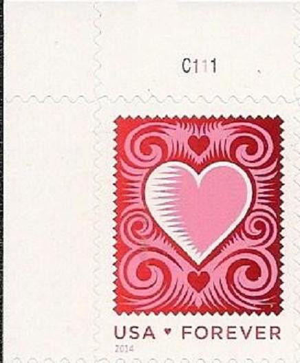 Forever Stamps USA Postage Cut Paper Heart Sheet 20 stamps Scott#4847